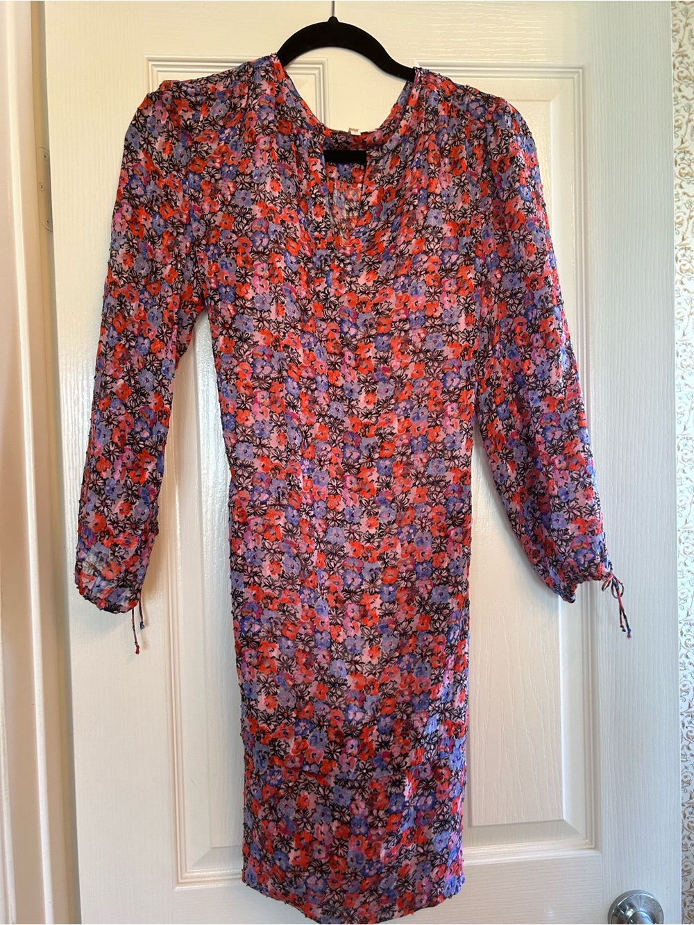 Rebecca Taylor Pink & Purple Floral Midi Dress